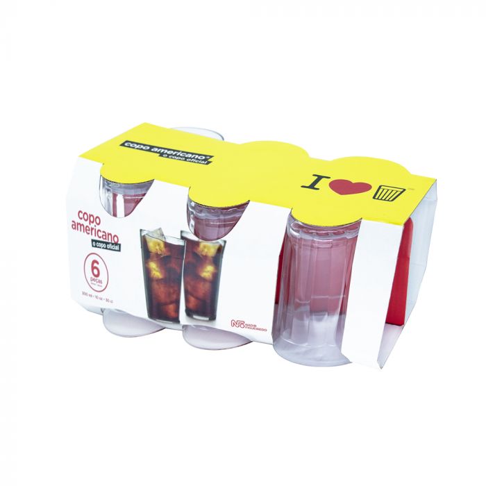 Jogo Copo Americano Long Drink 300ml Com 6 Peças / AMERICAN CUP GAME LONG DRINK 300ml with 6 pieces - Nadir Figueiredo