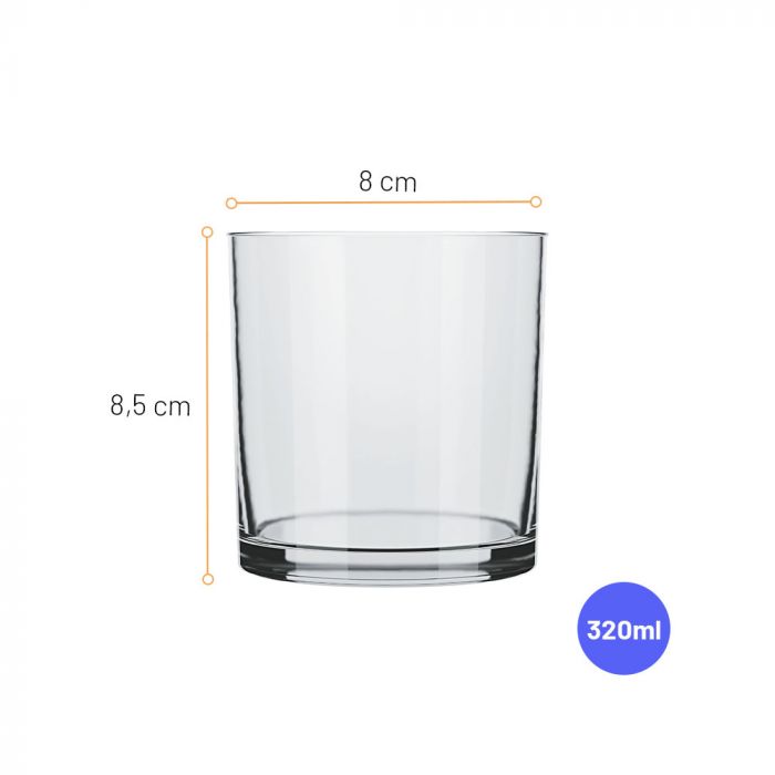 Jogo De Copos Rocks Nadir Cylinder 320ml Com 24 Peças / Glasss Glasss Nadir Cylinder 320ml with 24 pieces - Nadir Figueiredo