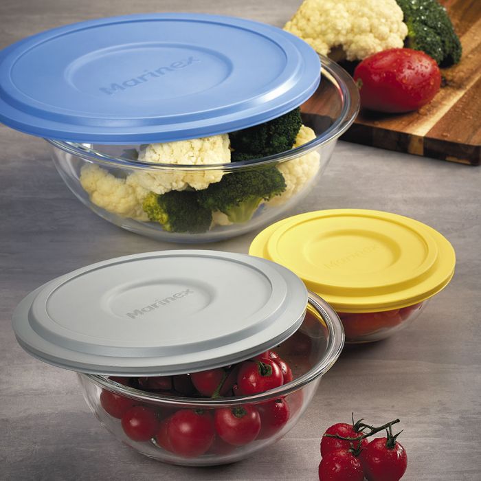 Conjunto De Tigelas Marinex Plus Com Tampa Amarela 3 Peças / Set of marinex plus bowls with yellow cap 3 pieces - Nadir Figueiredo