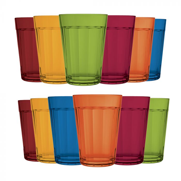 Jogo Copo Americano Colors 190ml Com 12 Peças / 190ml Color 190ml Glass Set with 12 Pieces - Nadir Figueiredo