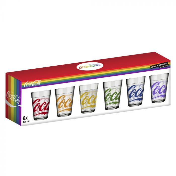 Jogo Copo Americano Coca-cola Pride 190ml Com 6 Peças / Set American Coca-Cola Pride 190ml with 6 pieces - Nadir Figueiredo