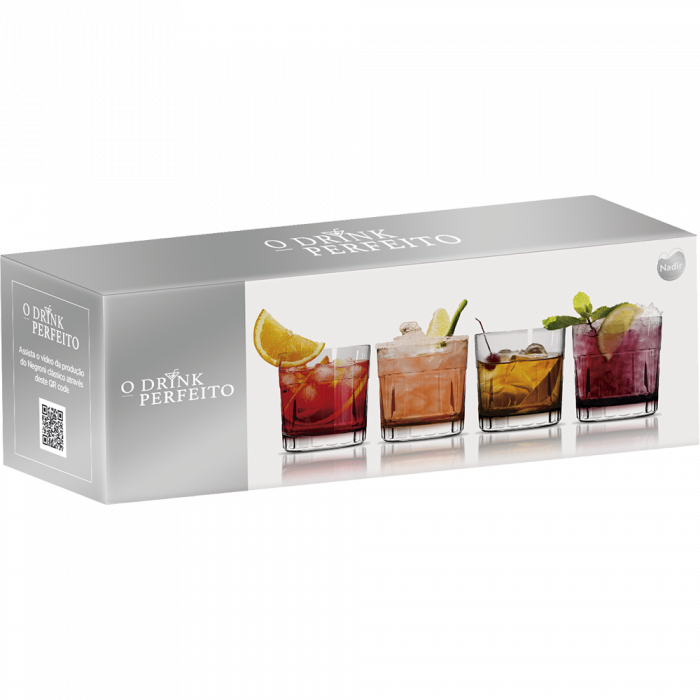 Jogo Copo Americano Para Drinks 315ml Com 4 Peças / Set American Glass for Drinks 315ml with 4 Pieces - Nadir Figueiredo