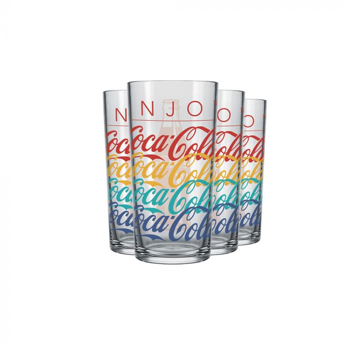 Jogo De Copos Coca-cola Summer 390ml Com 4 Peças / Coca-Cola Summer 390ml Glasss with 4 Pieces - Nadir Figueiredo