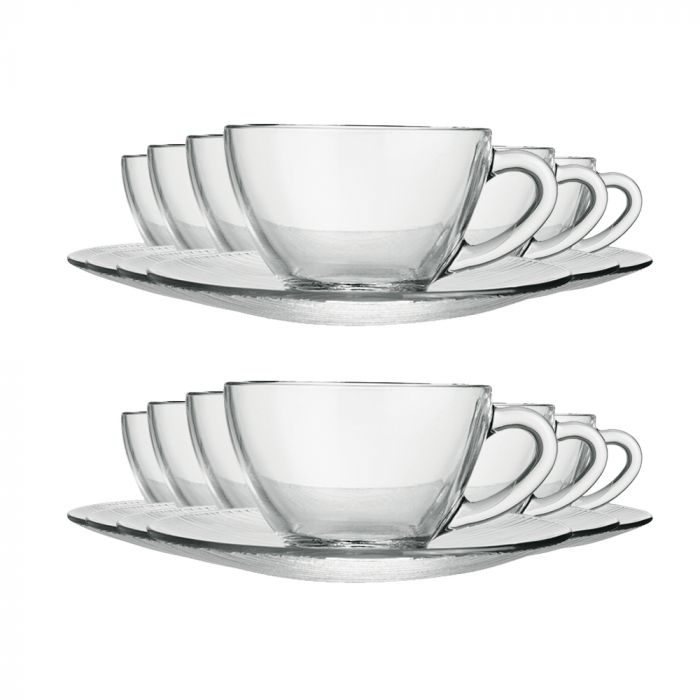 Jogo De Xícaras De Chá Com Pires 240ml Duralex Diamante 12 Peças / Tea cup set with saucers 240ml duralex diamond 12 pieces - Nadir Figueiredo