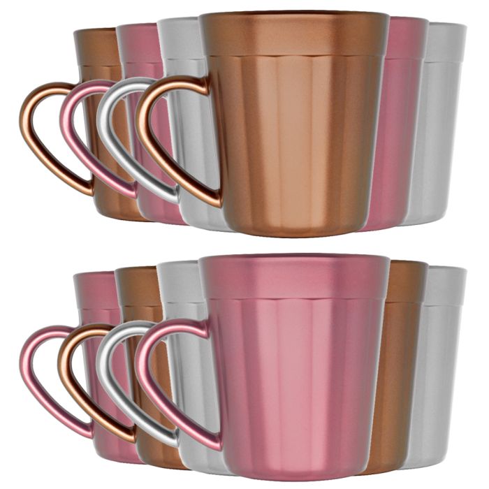 Jogo De Canecas Copo Americano Metalizadas 270ml Com 12 Peças / Mug set Metallic American Glass 270ml with 12 pieces - Nadir Figueiredo