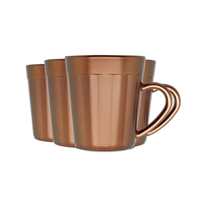 Jogo De Canecas Copo Americano Cobre Metalizada 270ml Com 4 Peças / Mug Set Metallic Copper Copper 270ml with 4 Pieces - Nadir Figueiredo