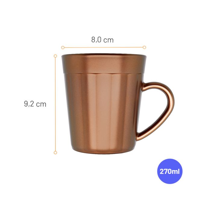 Jogo De Canecas Copo Americano Cobre Metalizada 270ml Com 4 Peças / Mug Set Metallic Copper Copper 270ml with 4 Pieces - Nadir Figueiredo