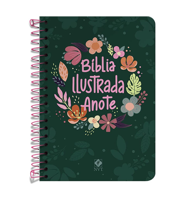 BÍBLIA ILUSTRADA ANOTE – CORES E FLORES – NVT - Geográfica - Spiral-bound