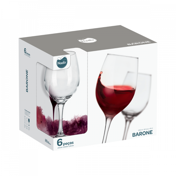 Jogo De Taças Nadir Barone 490ml Com 6 Peças / Glass set Nadir Barone 490ml with 6 pieces - Nadir Figueiredo