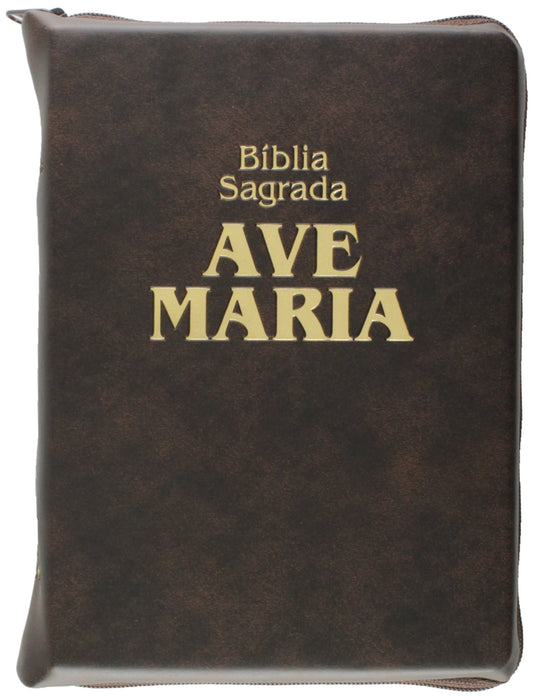 Bíblia Sagrada Ave-Maria Marrom Com Zíper - GRUPO AVE MARIA - Paperback