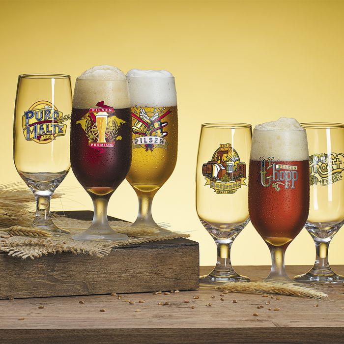 Jogo De Taças Para Cerveja Brasões Nadir 300ml Com 4 Peças / Beer Glass Set Nadir 300ml Coats with 4 Pieces - Nadir Figueiredo