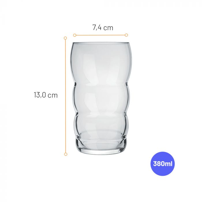 Jogo De Copos Nadir Bambolê Long Drink 380ml Com 8 Peças / Set of Glass Glasss Long Drink 380ml with 8 pieces - Nadir Figueiredo