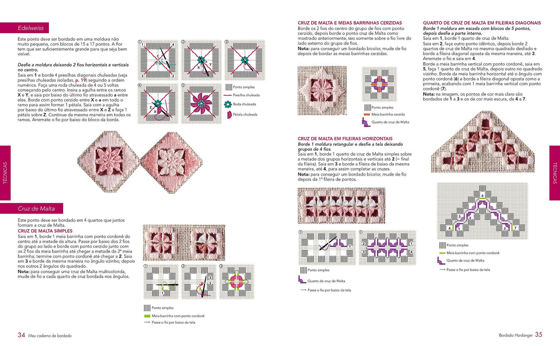 Meu caderno de bordado: Bordado hardanger (Português) Capa dura