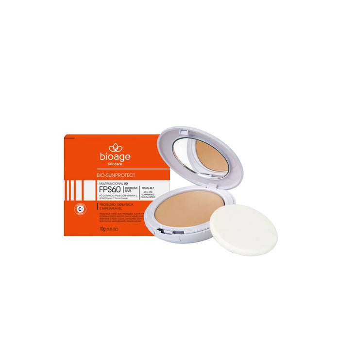 Bioage Bio Sunprotect Compact Powder Sunscreen SPF 60 Light Beige 0.35 oz (10g)