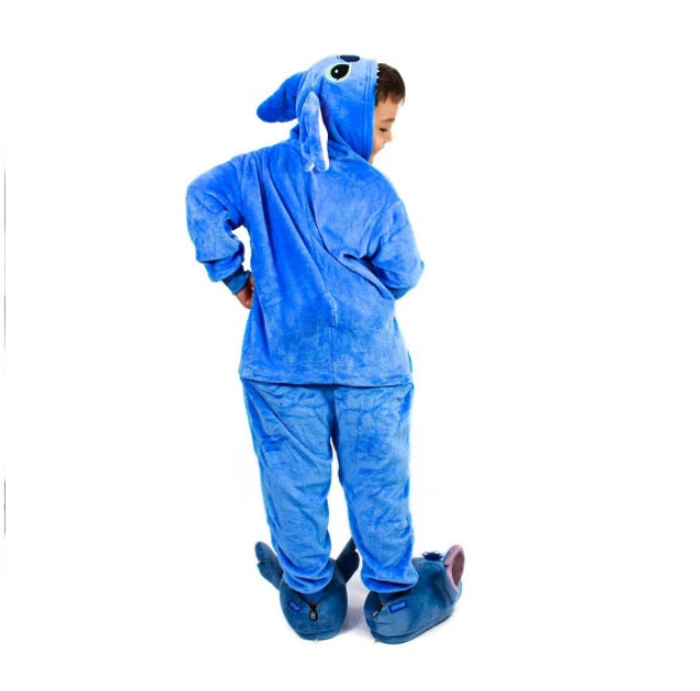 Kigurumi Nuigurumi Stitch Blue Plush Onesie Sleepwear Costume Kids 3/4y