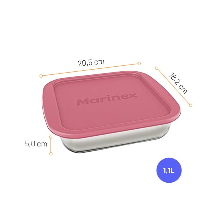 Assadeira Quadrada Marinex Com Tampa Plástica 1,1l / Marinex Square Baking sheet with 1,1L plastic lid - Nadir Figueiredo