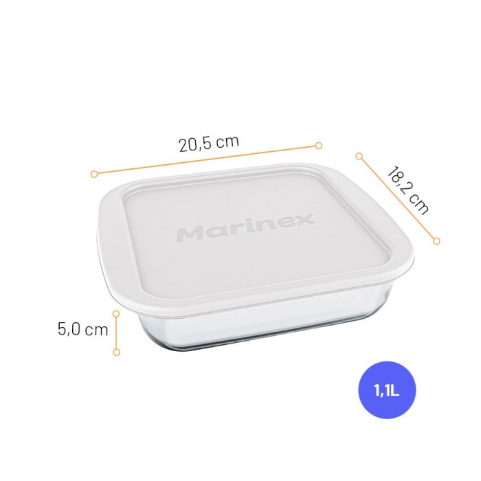 Assadeira Quadrada Marinex Com Tampa Plástica 1,1l / Marinex Square Baking sheet with 1,1L plastic lid - Nadir Figueiredo