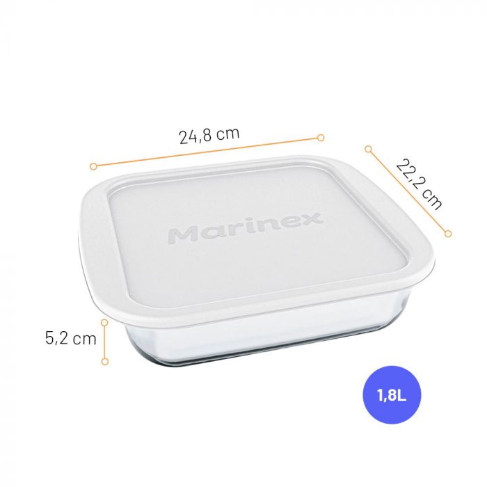 Assadeira Quadrada Com Tampa Plástica Marinex 1,8l / Square baking sheet with marinex plastic cap 1,8L - Nadir Figueiredo