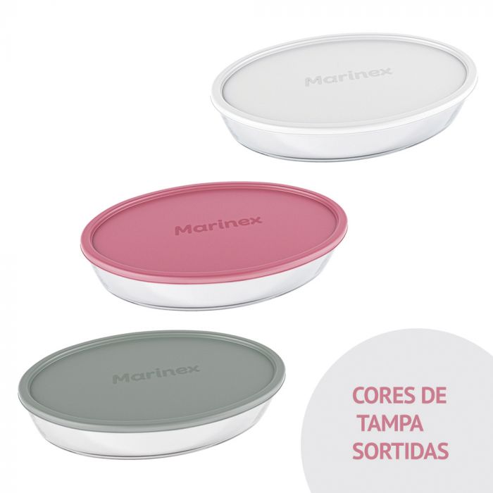 Assadeira Oval Com Tampa Plástica Marinex 2,4l / Oval baking sheet with marinex plastic cap 2.4L - Nadir Figueiredo