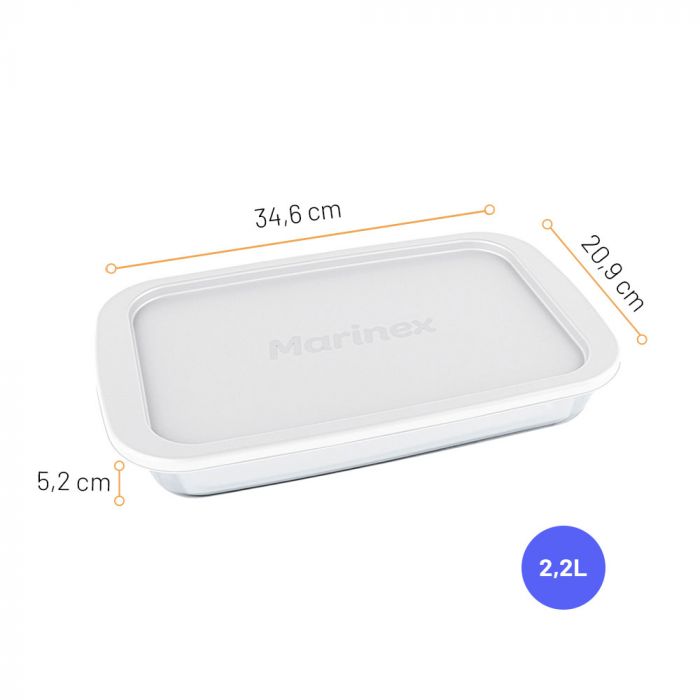 Assadeira Retangular Com Tampa Plástica Marinex 2,2l / Rectangular baking sheet with marinex plastic cover 2.2L - Nadir Figueiredo