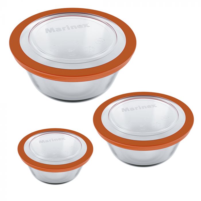 Conjunto De Tigelas Com Tampa Plástica Marinex Pratica 3 Peças / Set of bowls with plastic cover Marinex practices 3 pieces - Nadir Figueiredo